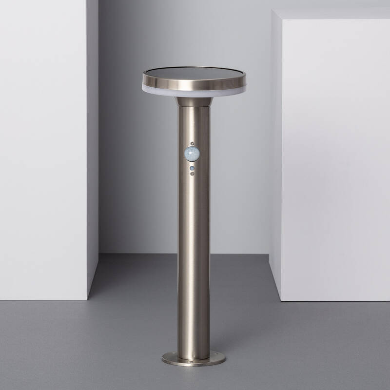 Image of Helios 6W Stainless Steel Solar LED Bollard with PIR Motion Detector 45cm