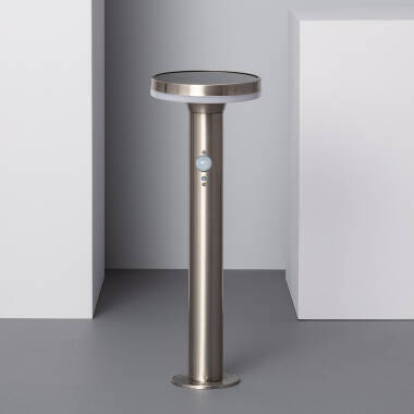 Image of Helios 6W Stainless Steel Solar LED Bollard with PIR Motion Detector 45cm