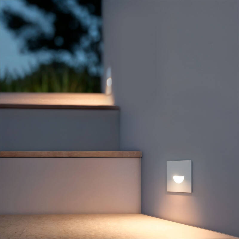 Immagine di Segnapasso da Esterno LED 2W da Incasso a Parete Quadrato Bianco Guell