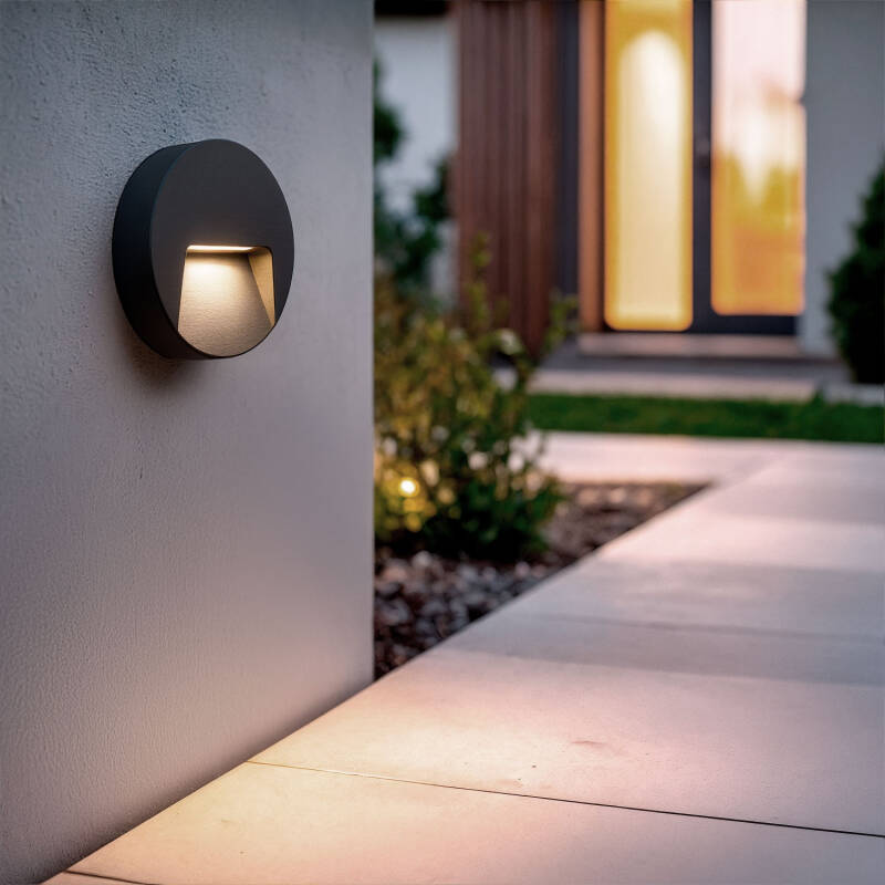 Afbeelding van Wandlamp Outdoor LED 3W opbouw Rond Zwart Nilsa 