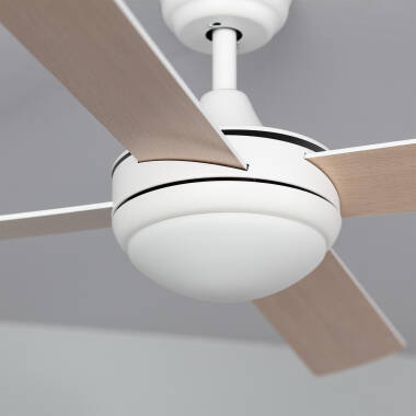 Bild von Deckenventilator Lautlos Navy Weiss Holz 132cm DC-Motor