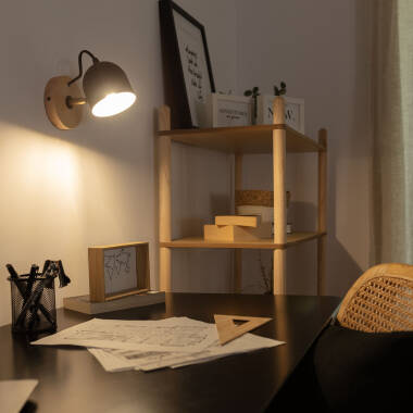 Immagine di Lampada da Parete Legno e Metallo Acalco