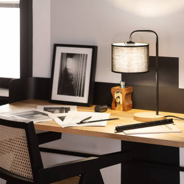 Bild von Tischlampe Stoff und Holz Jedali