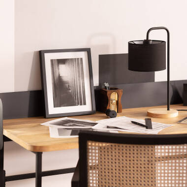 Bild von Tischlampe Stoff und Holz Jedali