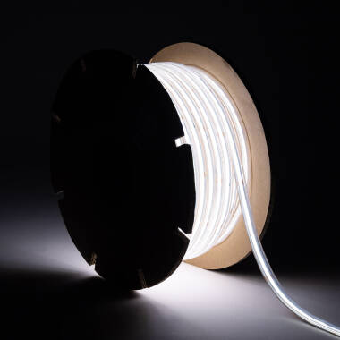 Bobina 50m Striscia LED Regolabile 220V COB Autorettificata 560LED/m 14W/m 1250lm SILICONE FLEX Larga 10mm IP65 Taglio 10cm