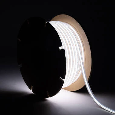 Ruban LED Dimmable 220V COB Auto-redressement 560 LED/m BOBINE 50m 14W/m 1250lm/m SILICONE FLEX IC2 Largeur 10mm Coupe 10cm IP65