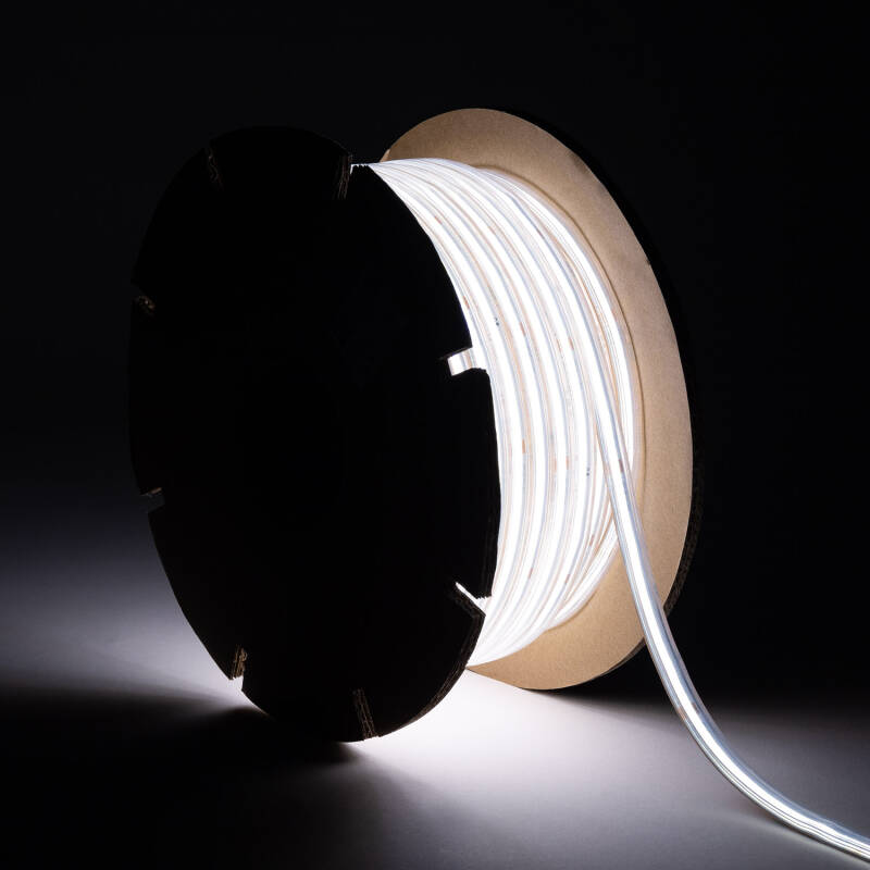 Bild von LED-Streifenrolle Dimmbar 220V COB Selbstgleichrichtend 560 LED/m 50m 14W/m 1250lm/m SILICONE FLEX Breite 10mm Schnitt 10cm IP65