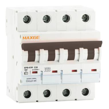Wyłącznik Magnetotermiczny DC Prądu Stałego Alpha+ 1000V DC, 4-biegunowy, charakterystyka C, 6 kA, MAXGE