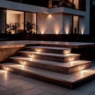 Bild von LED-Wandleuchte Aussen 3W Einbau Rund Schwarz Olite