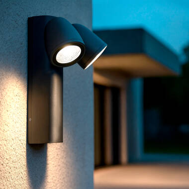 LED Wandleuchte Außen 12W Aluminium Abel Zwei Strahler