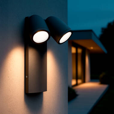 Applique da Parete per Esterni LED 12W Alluminio Abel Due Faretti
