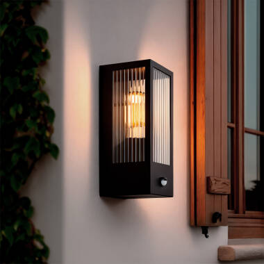 Gakom Textured Glass & Stainless Steel Outdoor Wall Lamp with Motion Sensor