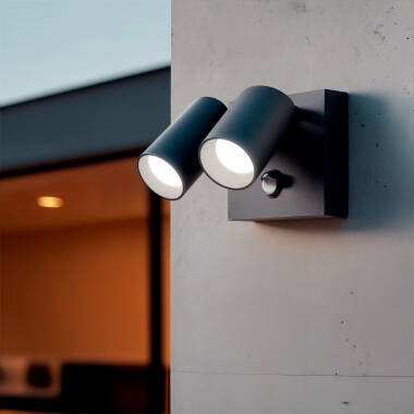 Wandlamp Outdoor LED 18W Aluminium CCT Selecteerbaar Twee Spots met Bewegingssensor Kuriya