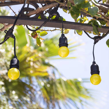 Kit Ghirlanda Waterproof 5.5m Nero + 8 Lampadine LED E27 G45 3W a Colori