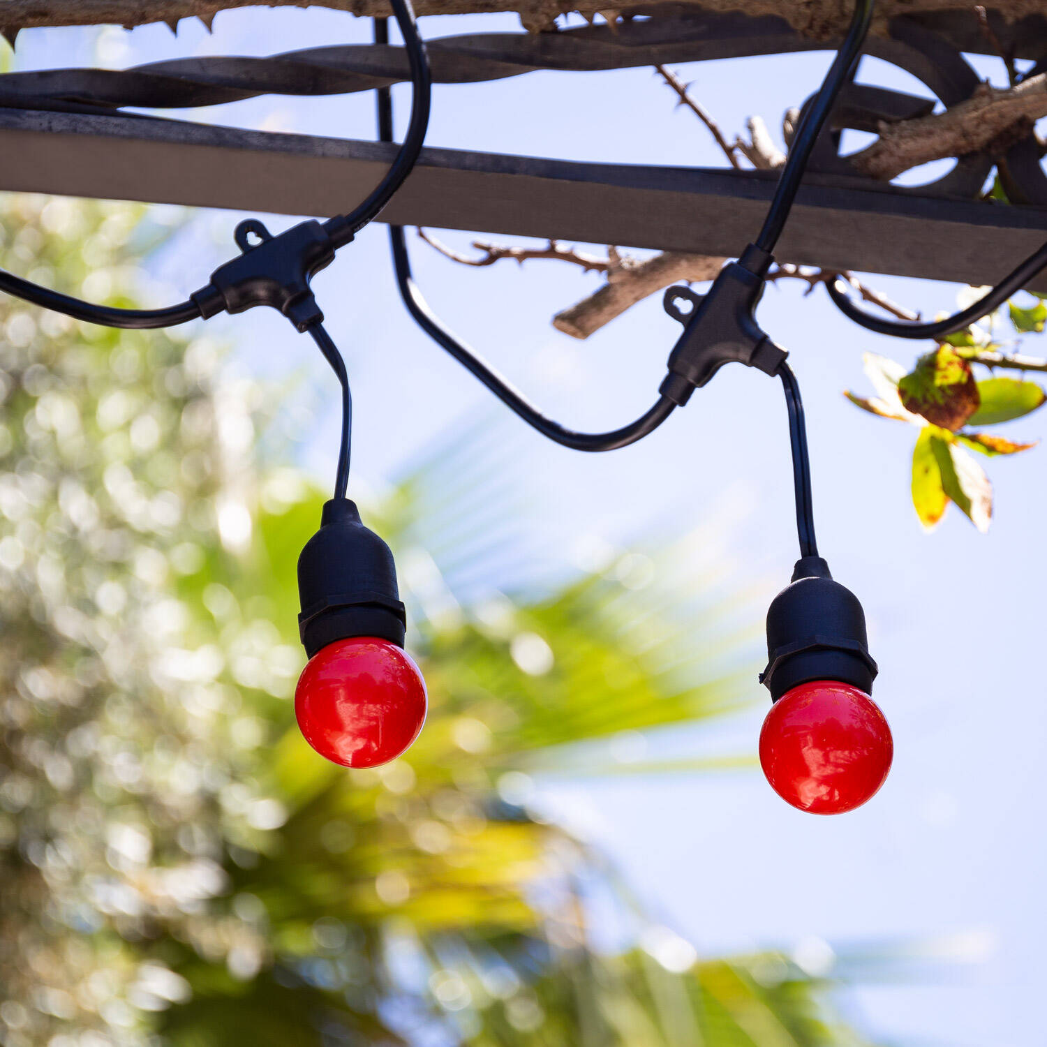 Zestaw Girlandy Waterproof 5.5m Czarnej + 8 Żarówek LED E27 G45 3W Kolorowych