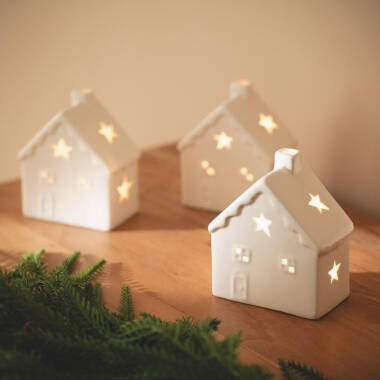 Image of Bianca Ceramic LED Christmas House Battery Operated