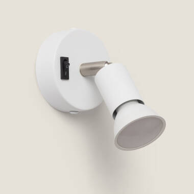 Oasis Adjustable Aluminium 1 Spotlight Wall Lamp with Switch in White