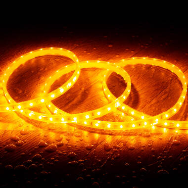 Ruban LED Dimmable 220V SMD 60 LED/m Orange 5W/m Largeur 12mm Coupe 100cm IP65 Sur mesure