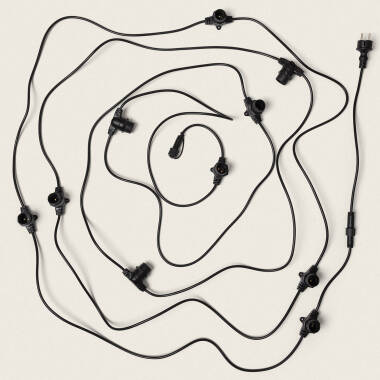 10m Black Outdoor Garland with 10 B22 Bulb Holders IP44