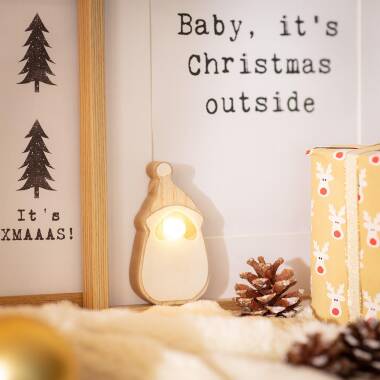 Afbeelding van Kerstman LED Hout op batterij 