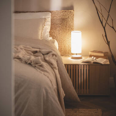 Obrázek Stolní Lampa ze Dřeva a Látky Roundi Haarle