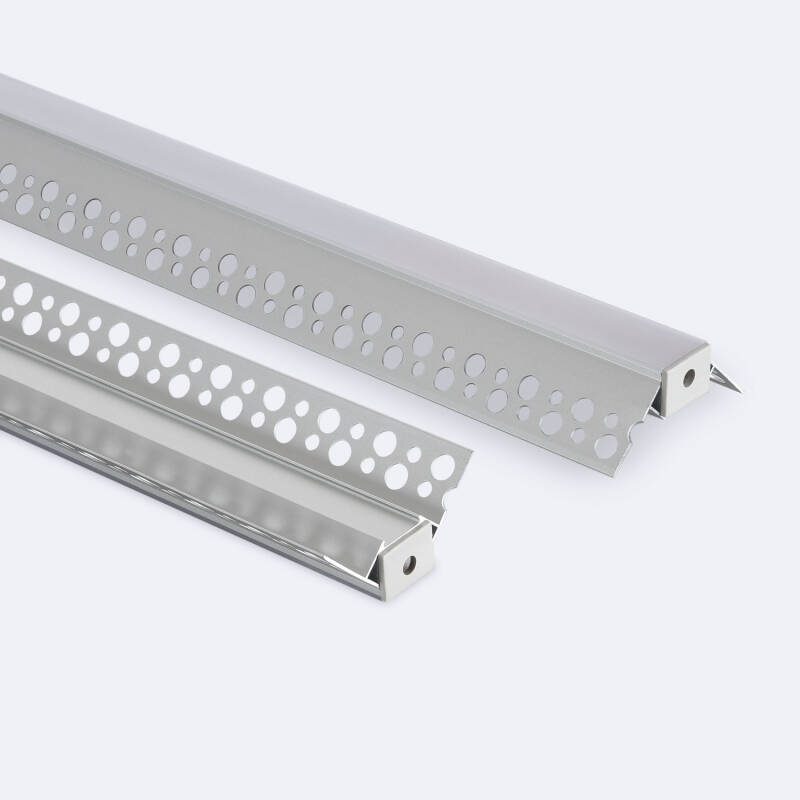 Bild von Aluminiumprofil Gipseinbau Ecke Arista für LED Streifen bis 15 mm mit durchgehender Abdeckung