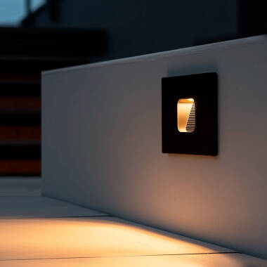 LED Wandlamp Outdoor 2W Inbouw Olite Zwart Vierkant