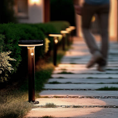 Lampa Zewnętrzna Solarna LED 6W Naziemna Słupek 45cm z Czujnikiem Ruchuo Helios Inox 304 ILUZZIA