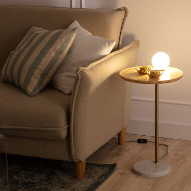 Wood and Glass Table Lamp Brandt ILUZZIA