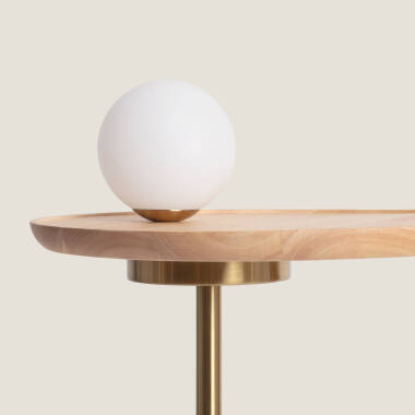 Image of Wood and Glass Table Lamp Brandt ILUZZIA