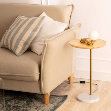 Image of Wood and Glass Table Lamp Brandt ILUZZIA