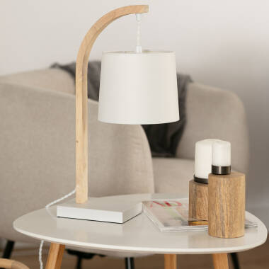 Lampada da Tavolo Tessuto e Legno Haakon