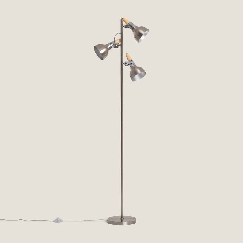 Image of Silver Emer Floor Lamp with 3x Spotlights