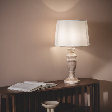 Tischlampe aus Holz Hausa ILUZZIA