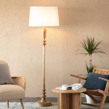 Image of Meena Wooden Floor Lamp ILUZZIA