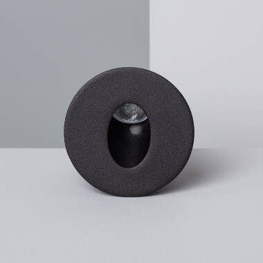 Bild von LED Wandleuchte Außen 3W Einbau Rund Schwarz Oval Adam