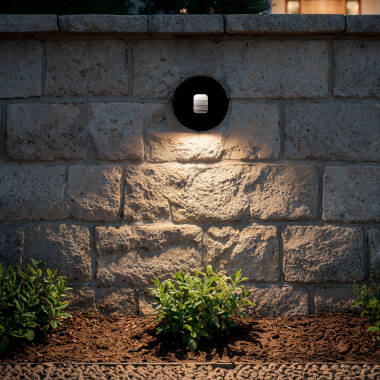 2W Olite Round Aluminium LED Wall Spotlight in Black IP65