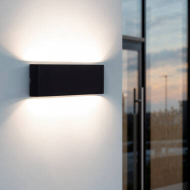 Applique da Parete per Esterni LED 20W Alluminio Rettangolare Doppia Luce Luming Nero