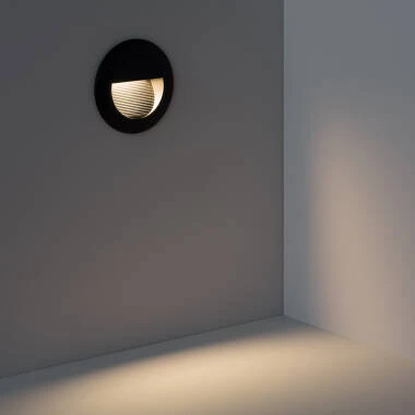 Segnapasso da Esterno LED 3W da Incasso Circolare Nero Olite