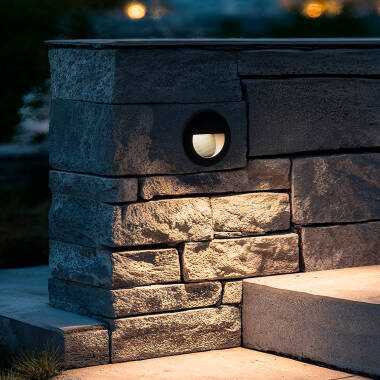 Immagine di Segnapasso da Esterno LED 3W da Incasso a Parete Circolare Nero Olite