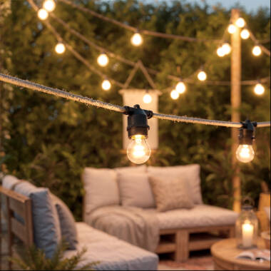 Outdoor 10m Fairy Light with 10 Natural Textile Lampholders