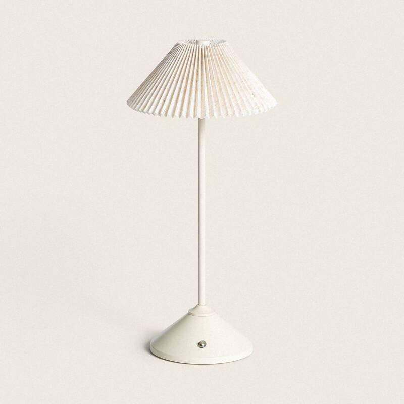 Image of Denwa 3W Portable Metal & Linnen LED Table Lamp with Rechargable Battery & USB Connection