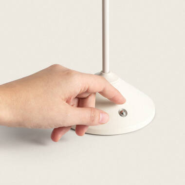 Image of Denwa 3W Portable Metal & Linnen LED Table Lamp with Rechargable Battery & USB Connection