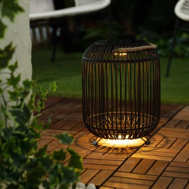 LED Tischlampe Solar Außen Rattan Bhilai