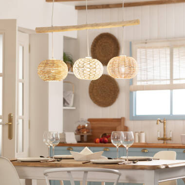 Bild von Pendelleuchte aus Rattan und Holz Linfen