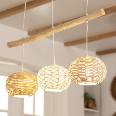 Bild von Pendelleuchte aus Rattan und Holz Linfen