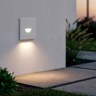 Segnapasso da Esterno LED 2W da Incasso a Parete Quadrato Bianco Guell
