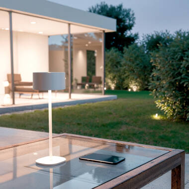 Afbeelding van LED Tafellamp met oplaadbare USB-batterij metaal Mounka Square