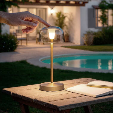 Venkovní Přenosná Stolní LED Lampa z Kovu s USB Dobíjecí Baterií Lendora Smoke