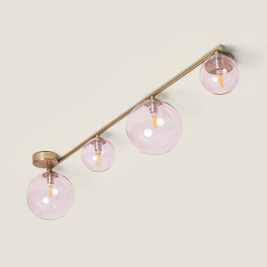Lampa sufitowa z Metalu i Szkła Moonlight 4 Reflektory, Mosiężna.